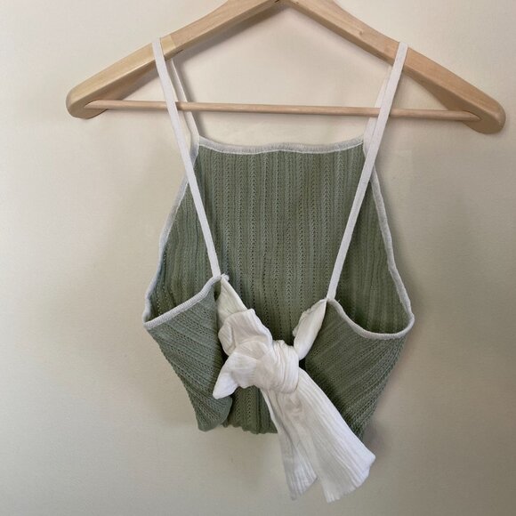 Sage Cotton Tank w Open Bow-Tie Back - Picture 2 of 2